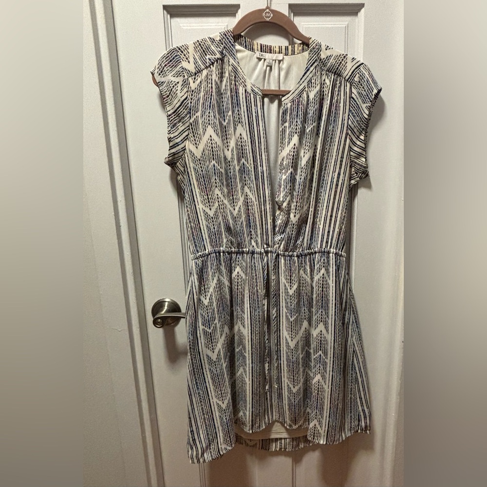 DR2 - Chevron Striped Blue and White Women's Dress - size Small